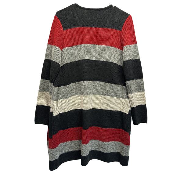 AGB Petite Women ColorBlock Long Line Open Front Cardigan Metalic Med - Picture 7 of 10